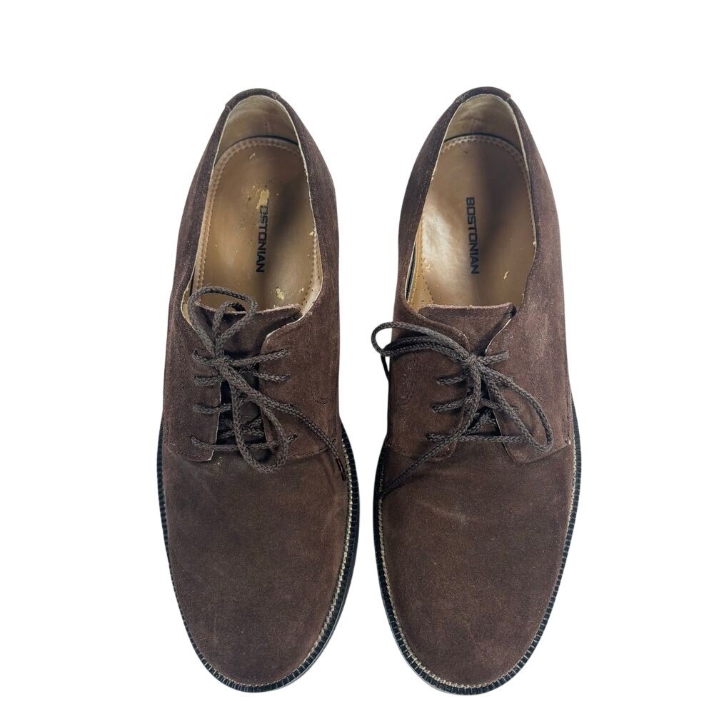 Bostonian Brown Suede Loafer Shoes Mens 10 M Casual Office Lace up Tie‎ Preppy - Picture 4 of 11